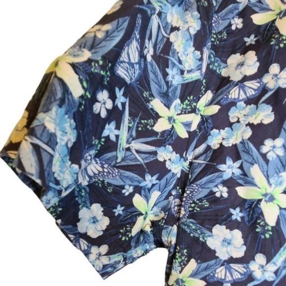 Men's DF Blue Hawaiin Floral Button Down Shirt sz Medium - Picture 3 of 6